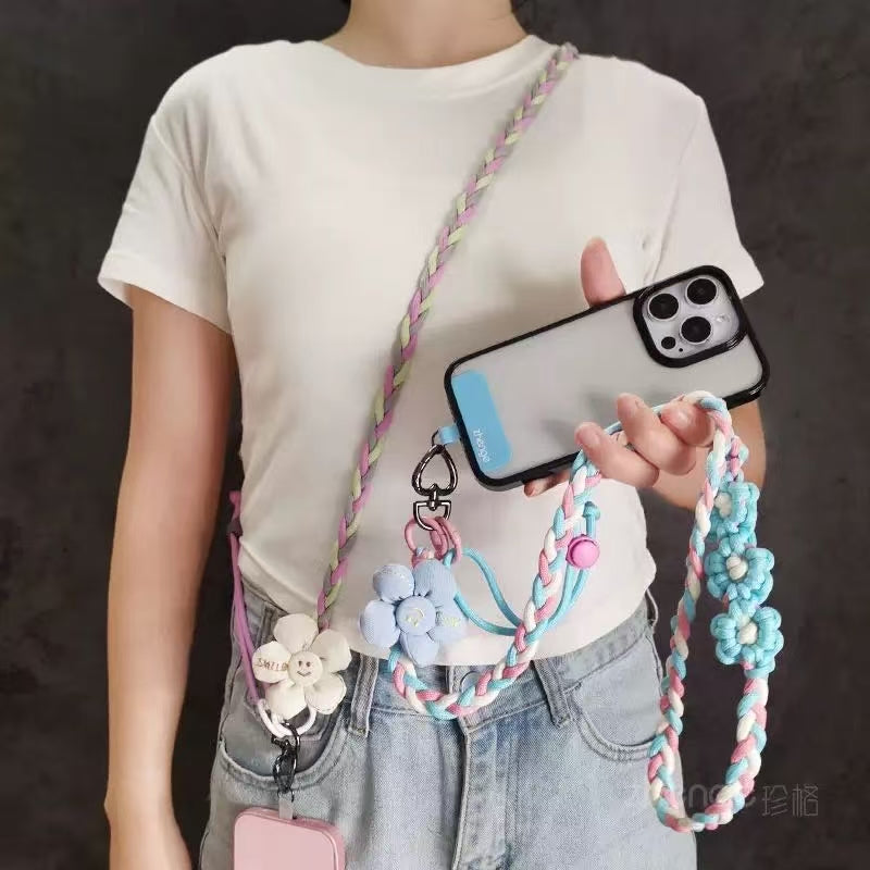 Handmade knitted smartphone crossbody strap 