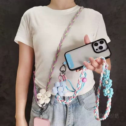 Handmade knitted smartphone crossbody strap 